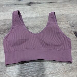 Aerie Real Good Ribbed Seamless Bralette Mauve V-Neck Sports Bra Top XS